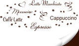 Wandtattoo Kaffee-Sorten I braun I Herz Kaffeetasse Kaffeebohnen Küche Esszimmer Naklejka Aufkleber Wandaufkleber Wandsticker G006