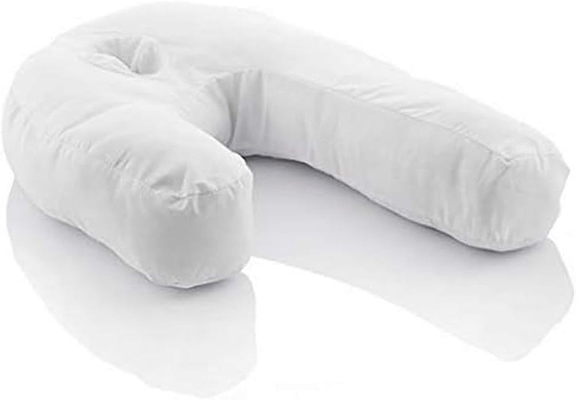 Innovagoods Ergonomiczna poduszka w kształcie litery U do spania na boku, idealna dla kobiet w ciąży, zapewnia spokojne oddychanie, zmniejsza chrapanie, bawełna i poliester, biała, ortopedyczne poduszki szyjne 39 x 57 x 14 cm Naty Shop Domyślny tytuł