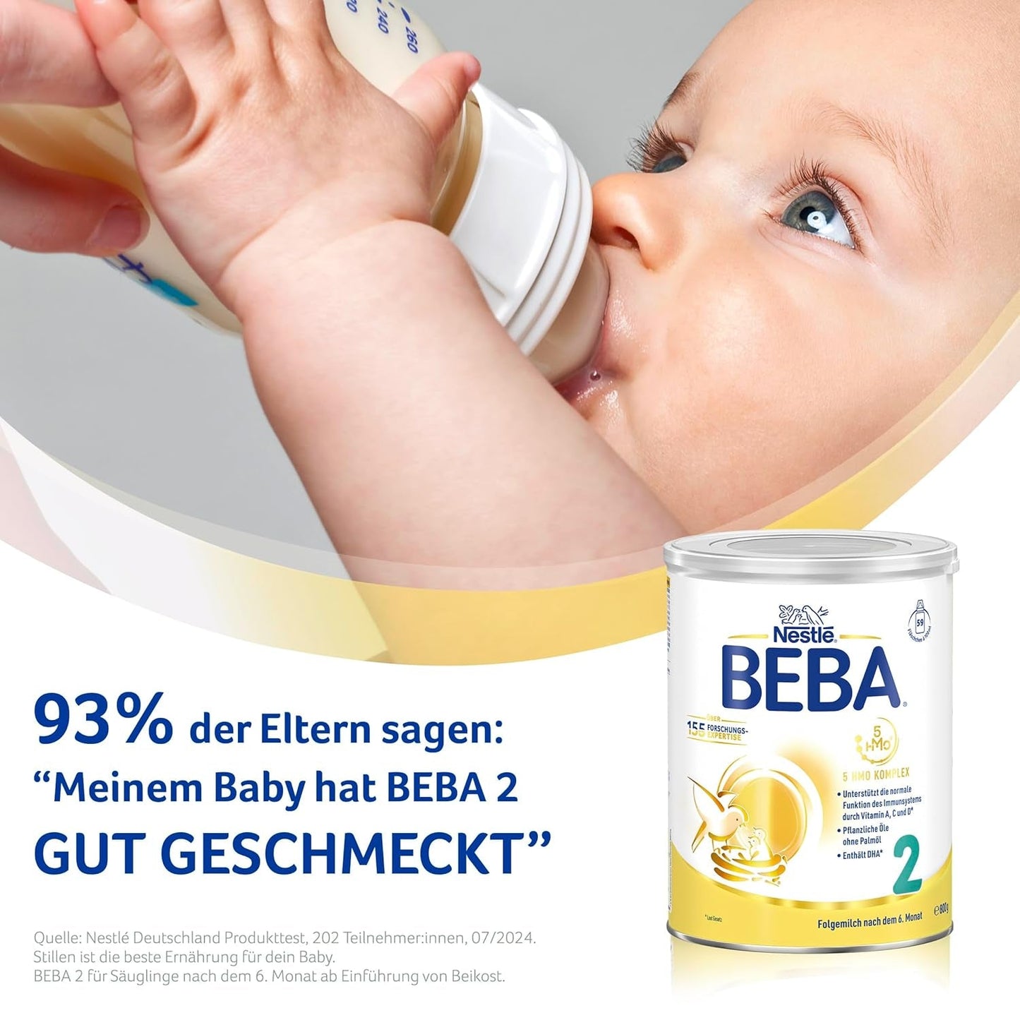 BEBA 2 - Mleko następne po 6 miesiącu, z kompleksem 5 HMO, zawartością białka odpowiednią do wieku, bez laktozy, bez oleju palmowego, bez oleju rybnego, żywność dla niemowląt, mleko w proszku dla dzieci, opak. 3 szt. (3 x 800g)