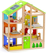 Hape E3401 Domek Four Seasons, umeblowany i E3500 - Rodzina lalek, jasna skóra