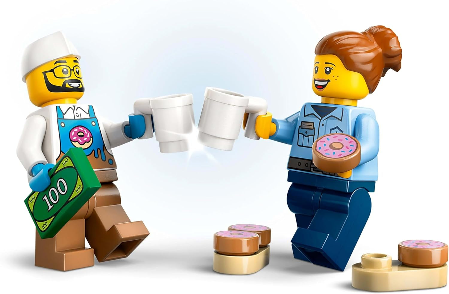 LEGO City Donut Truck — Zabawkowa ciężarówka z jedzeniem z 2 minifigurkami policji — Zabawka konstrukcyjna dla chłopców i dziewcząt w wieku od 5 lat — Pomysł na prezent urodzinowy i świąteczny 60452 Zestawy do budowania Besuche den LEGO-Store