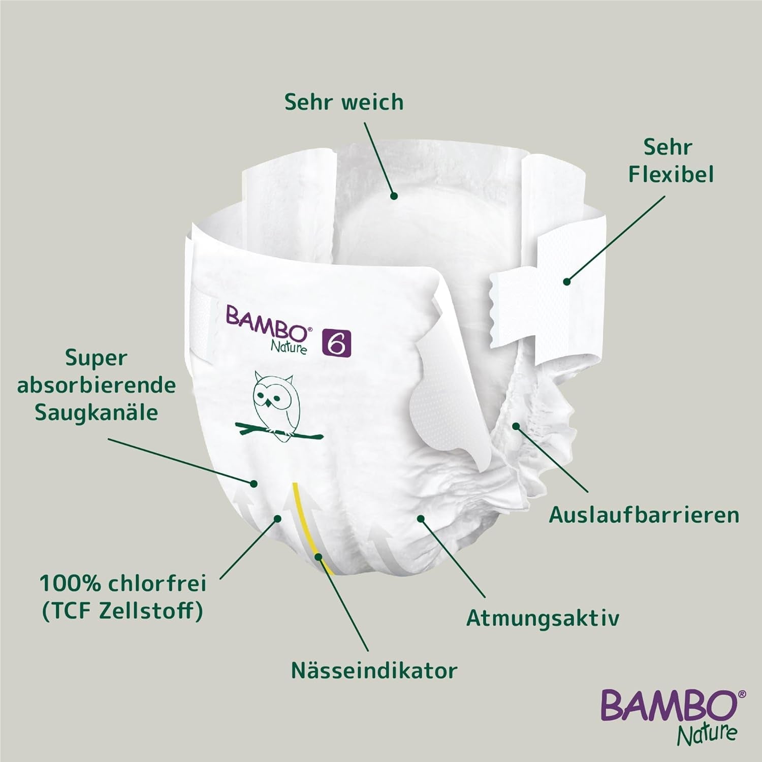 Pieluszki Bambo Nature Premium Eco, rozmiar 6, 1,63 kg