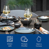 Zestaw startowy Villeroy & Boch Manufacture Rock, 6 elementów, czarny, można myć w zmywarce, można używać w kuchence mikrofalowej, czarny matowy zestaw naczyń obiadowych, zastawa stołowa, sztućce, porcelana Premium