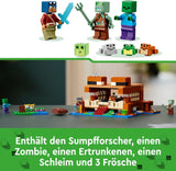LEGO Minecraft Dom Żabi, zabawkowy domek z figurkami zombie, śluzu i tonącego człowieka oraz akcesoriami, takimi jak zabawkowa łódka i stół warsztatowy, prezent dla chłopców i dziewcząt od 8 lat 21256 Zestawy do budowania Besuche den LEGO-Store