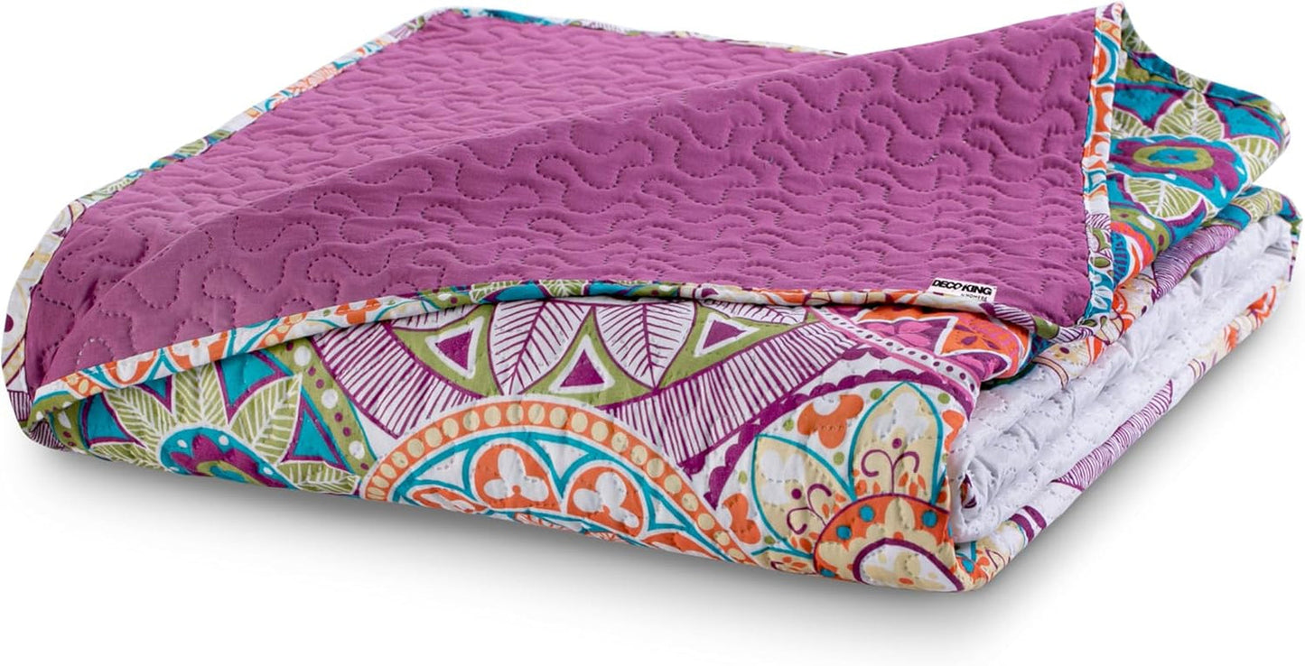 Decoking 12222 Narzuta 200X220 cm Różowy Fioletowy Biały Kolorowy Antracyt Narzuta Dwie Strony Kolorowy Różowy Biały Fioletowy Pikowanie Bibi Łóżka i Koce Besuche den DecoKing-Store