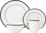 Amazon Basics Coffee Black Rim 16-częściowy zestaw naczyń obiadowych dla 4 osób