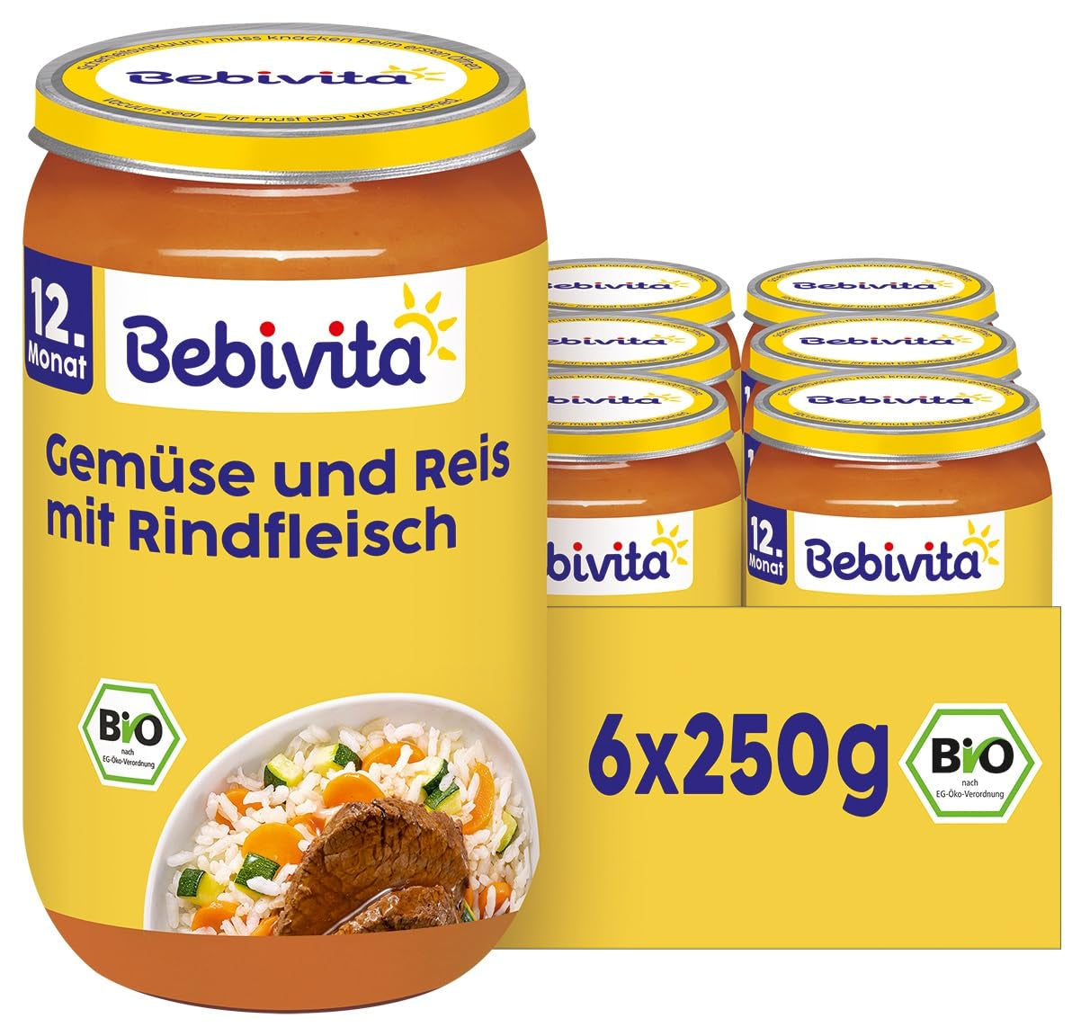 Posiłki od 12 miesiąca życia: Ryż z warzywami i wołowiną, 250g, opakowanie 6 szt. (6 x 250g)