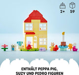 LEGO DUPLO Dom urodzinowy Peppy: kreatywna 3-figurkowa zabawka. Zbuduj i przebuduj zabawkowy dom dla 2-latków, chłopców i dziewcząt, rozwija zręczność 10433 Zestawy do budowania Besuche den LEGO-Store