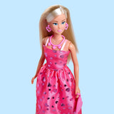 Simba Steffi Love Pink Love – Ankleidepuppe im pinken Glitzerkleid, inkl. Zubehör w Herzform, 29 cm brutto, Modepuppe für kreatives Rollenspiel, für Kinder ab 3 Jahren