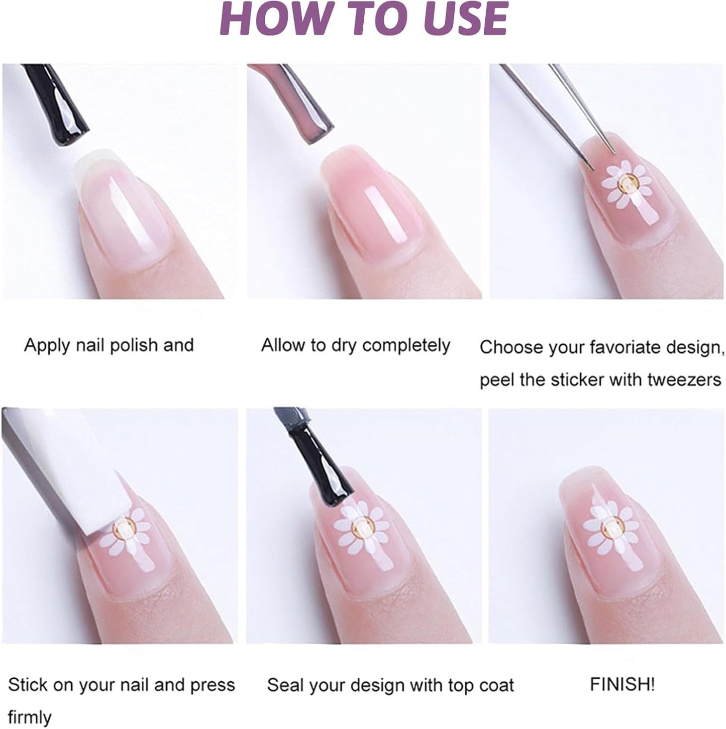 Zestaw Nagelsticker - Selbstklebende naklejka na paznokcie, Nageldesign Zubehör, Nail Art, Nagelaufkleber Für Fingernägel, Blumen Nagelsticker, Nagel Deko