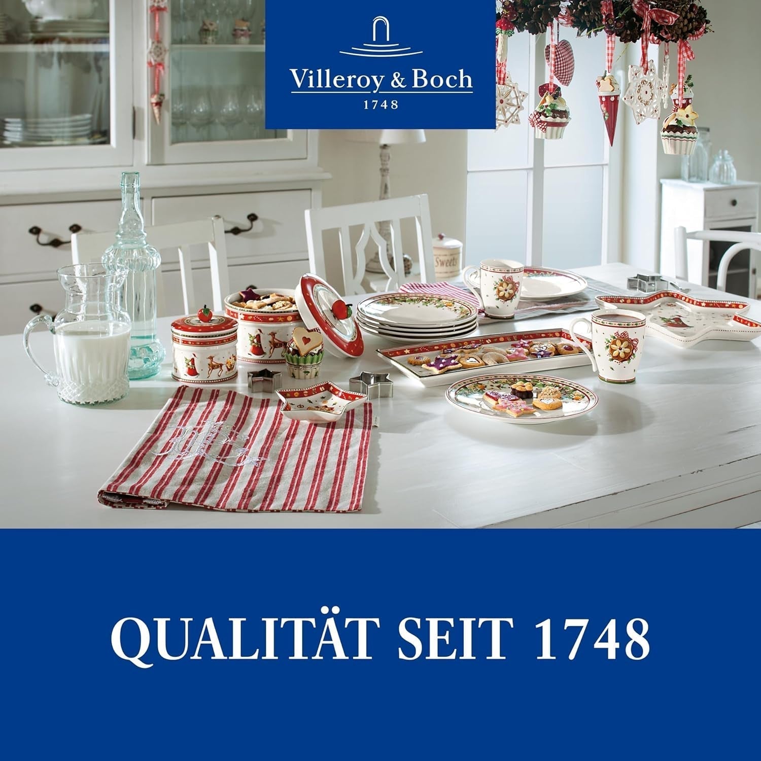 Villeroy & Boch - Małe pudełko do przechowywania Winter Bakery Delight, Ceramiczne pudełko na świąteczne ciasteczka, Pudełko świąteczne, Pudełko na ciasteczka, Pudełko na ciasteczka, Pudełko ceramiczne z pokrywką, Przechowywanie słodyczy, Porcelanowe pudełka do przechowywania żywności Premium Naty Shop