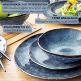 Sänger | Tokio 36-częściowy zestaw obiadowy 12-osobowy porcelanowy zestaw obiadowy Nowoczesne, ręcznie robione ciemnoniebieskie naczynia stołowe z czarnymi akcentami | KOLEKCJA PREMIUM