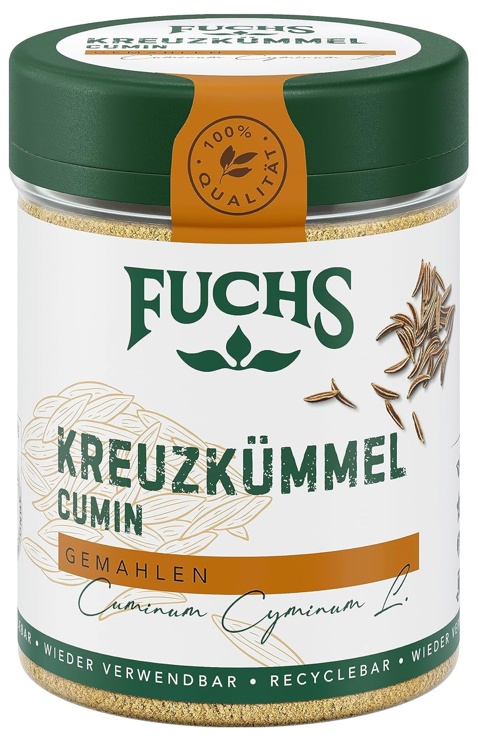 Fuchs Gewürze - Kreuzkümmel gemahlen - zum Würzen von Couscous, Hummus und Falafel - naturalne składniki - 50 g w wiederverwendbarer, recyclebarer Dawka