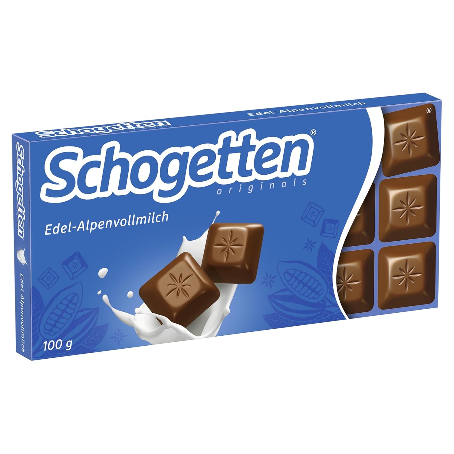 Schogetten Premium Alpine tabliczka mlecznej czekolady, 100g, pojedynczo porcjowana. Rozkosz. Kawałek po kawałku.