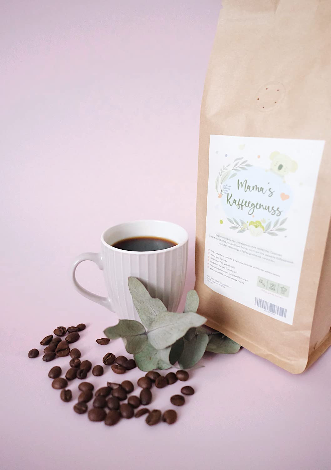 Mama's Coffee Pleasure®binky - Bezkofeinowe ziarna espresso Cremoso - naturalna dekofeinizacja CO² - lekko palone w bębnie we Włoszech - idealne w czasie ciąży i po ciąży
