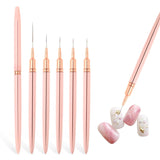 Nail Art Liner-Pędzel 5-Teiliges Gel-Nagellack-Malerei-Nagel-Punkt-Zeichnungs-Werkzeug Für Lange Linien Kunst-Design-Stift-Set Metallgriff Nail-Art-Design-Binsel Für Frauen