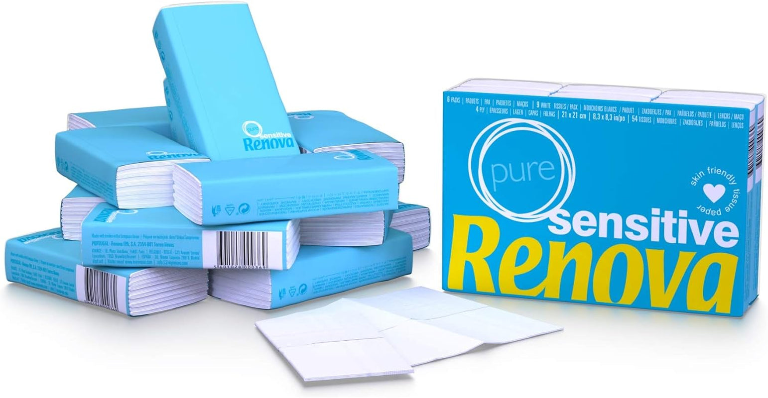 Renova Chusteczki Sensitive Pure - 6 opakowań białych serwetek