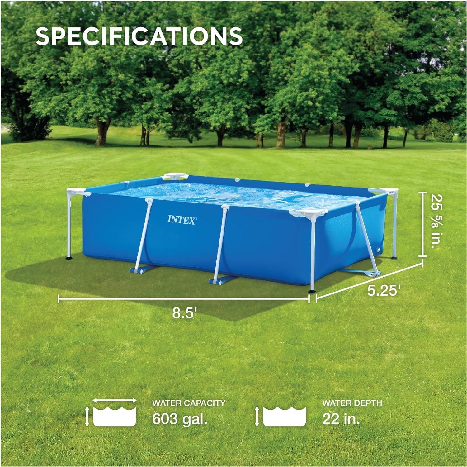 Intex 28271NP - Prostokątny basen naziemny ze ramą, 2282 L, stal i PCV, niebieski, 260x160x65 cm