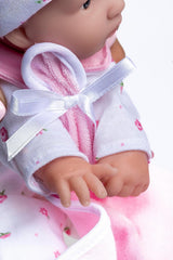 JC Toys La Baby Kaukaski zestaw lalek dla niemowląt - 28 cm miękka, zmywalna lalka, odpinany różowy strój z kapeluszem, kocykiem i smoczkiem, dla lalek od 12 miesięcy Naty Shop