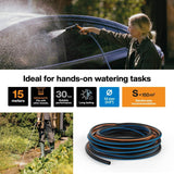 Wąż ogrodowy Fiskars S, pełny, wąż wodny do ręcznego podlewania, 13 mm (1/2"), długość: 15 m, złącze uniwersalne, ochrona przed promieniowaniem UV, ochrona przed mrozem, odporny na skręcanie, niebieski, 1076049
