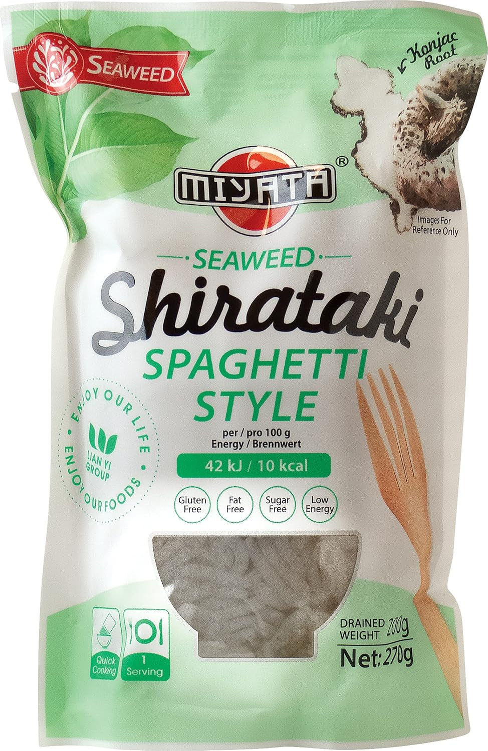 Makaron Miyata Shirataki Udon Mąka Konjac, opakowanie 6 sztuk (6 x 270 g)