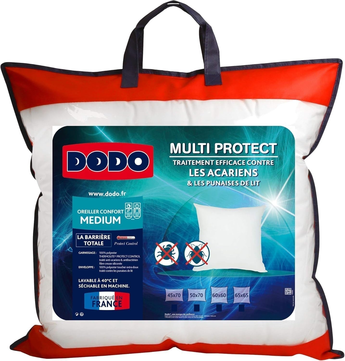 Poduszka na roztocza i pluskwy 60 x 60 cm, średni komfort, poduszka Multi Protect, miękkość i ochrona, można prać w pralce w temperaturze 40°C Poduszki standardowe Naty Shop
