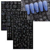 Jmeowio Nagelsticker Aurora Geometrysch 12 Blatt Nail Art Naklejka Selbstklebend Nagelaufkleber Bunt Dekoration Nageldesign Zubehör