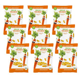 Organiczne chipsy owocowe „100% Strawberry” Liofilizowane chipsy truskawkowe (12 x 12 g) i nowe organiczne chrupiące chipsy kukurydziano-marchewkowe, ekologiczna przekąska, od 1 roku, (9 x 30g) 270g