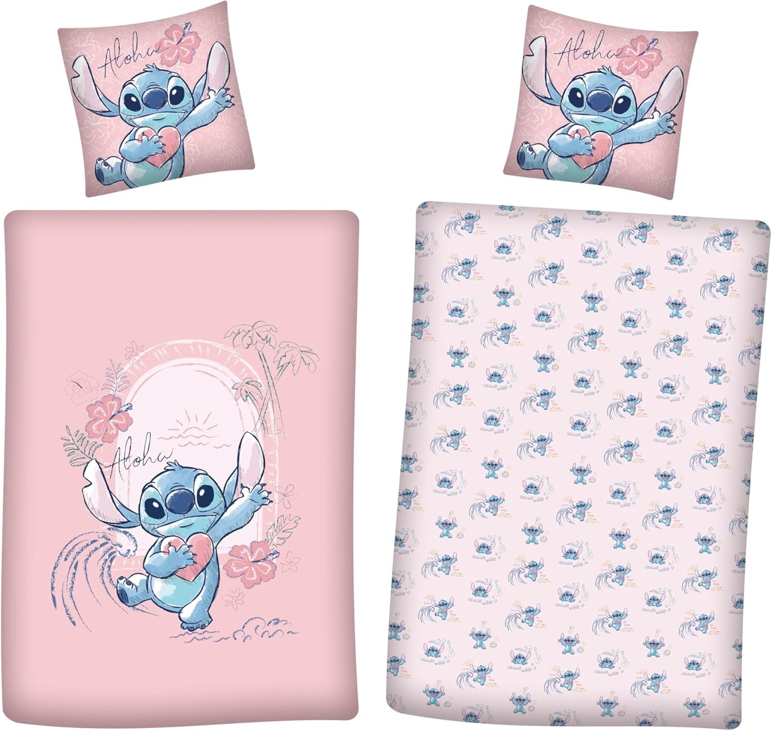 Dwustronny zestaw pościeli Stitch Aloha Pościel dla dziewczynek 100% bawełna - sklep dziecięcy Naty