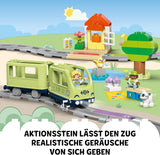 Interaktywny pociąg przygód LEGO DUPLO, zestaw ze światłami i dźwiękami do odgrywania ról, pozwala dwulatkom budować tory, edukacyjna zabawka dla przedszkolaków 10427 Zestawy do budowania Besuche den LEGO-Store