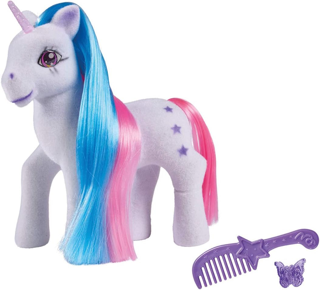 Simba 104342482 - Jednorożec z kolorowymi włosami, 14 cm, flokowany, z grzebieniem i spinkami do włosów, od 3 lat Naty Shop Dolls Tytuł domyślny