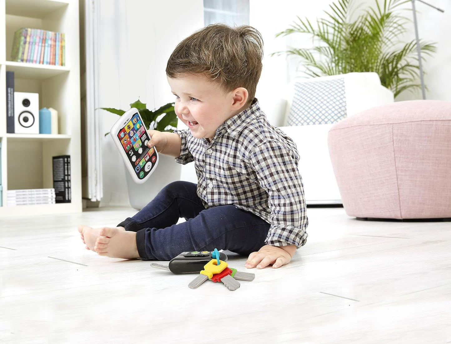 Mój Duo High-Tech Phone + Key - Bardzo realistyczny telefon i klucz. - Zabawka do wielu projektów edukacyjnych od 12 miesięcy. Bebe Naty Shop Toys