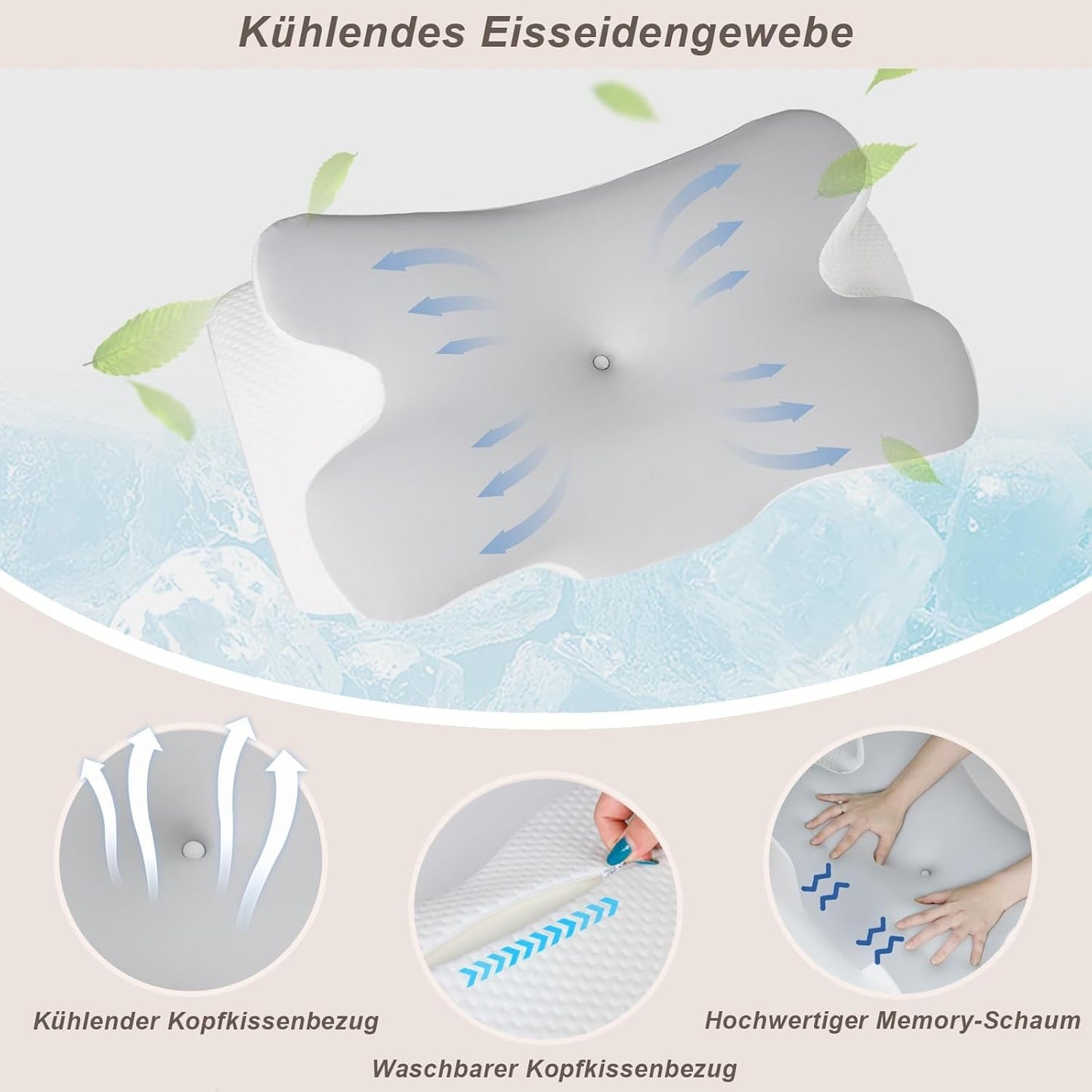Poduszka pod szyję Ortopedyczna poduszka pod głowę Poduszka z pianki memory Poduszka boczna - ergonomiczna konstrukcja Pusty kształt do uderzeń bocznych, pleców i brzucha Jasnoszare Poduszki ortopedyczne szyjki macicy Naty Shop