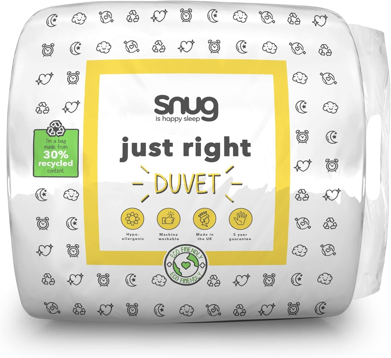 Pościel Just Right Snug, 10,5 tog, puste włókna, biała, podwójne łóżko Kołdry i kołdry Naty Shop Podwójne łóżko 10,5 tog