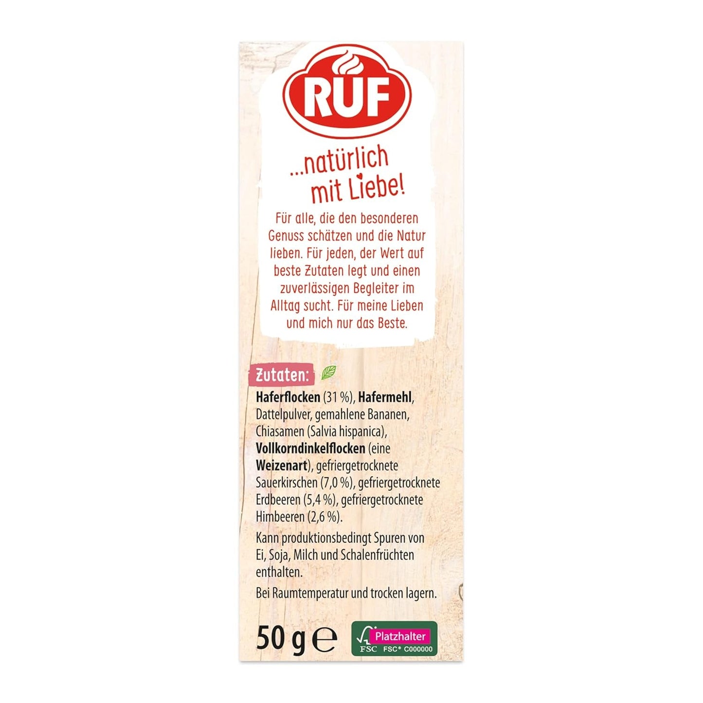 RUF Smoothie Bowl Berry Bunch Owies Przekąska śniadaniowa z jagodami i nasionami Chia, szybka i łatwa w przygotowaniu, wegańska, 1 saszetka x 50g (opakowanie 3 szt.)