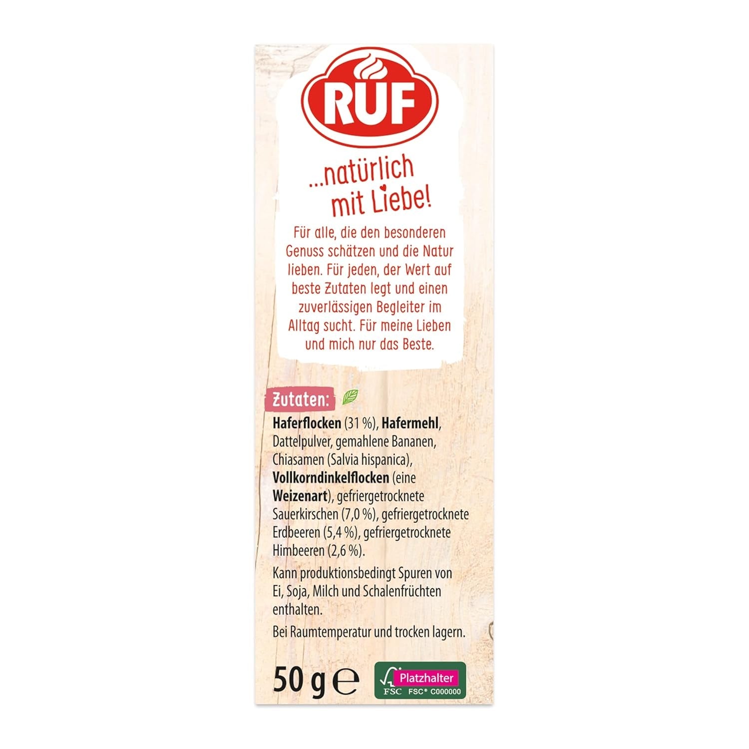 RUF Smoothie Bowl Berry Bunch Owies Przekąska śniadaniowa z jagodami i nasionami Chia, szybka i łatwa w przygotowaniu, wegańska, 1 saszetka x 50g (opakowanie 3 szt.)