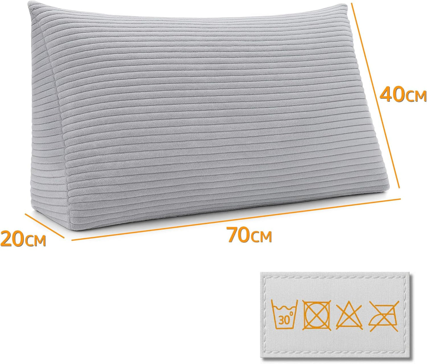 Poduszka z pierza, poduszka pod plecy, poduszka aksamitna, szerokość 70 cm - poduszka do czytania do łóżka, sofy i sofy, duża poduszka do sofy, poduszka ścienna, poduszka do sofy, poduszka do czytania, poduszka pod plecy, jasnoszara