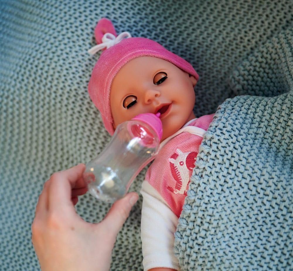 Simba 105140489 - Laura Baby Talk Doll, 38 cm lalka z miękkim ciałem i zaspanymi oczami w uroczym kombinezonie, 24 dźwięki dziecka, lalka do zabawy, lalka Baby, wiek 2+