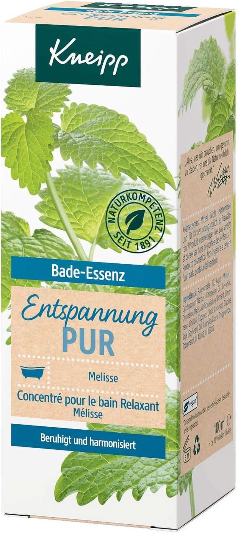 Kneipp Bade, olejek do kąpieli z naturalnym olejkiem eterycznym z melisy indyjskiej i ekstraktem z melisy, 100 ml Naty Shop