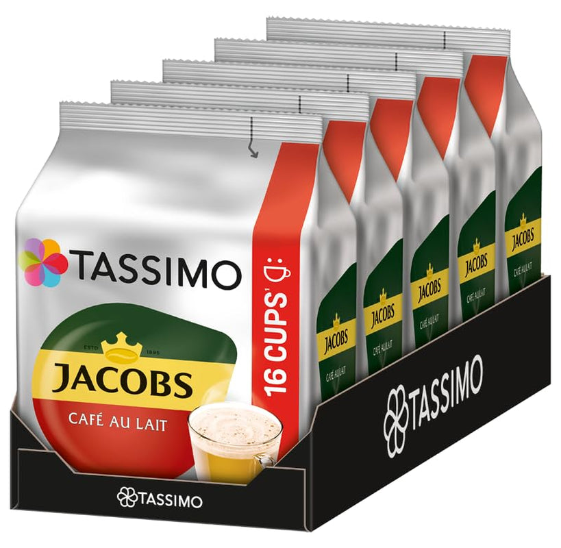 Tassimo Kapseln Jacobs Café au Lait, 5 x 16 bloków, 80 Kaffeekapseln
