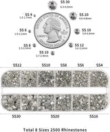 Beadsland 2500 szt. Glas Nailart Strasssteine ​​​​Kristall Flatback Edelsteine ​​​​Runde, ​​Für Handwerk Gemischt 8 Größen SS4 ~ SS30 Mit Picking Pinzette Und Stift (Kristall Weiss)