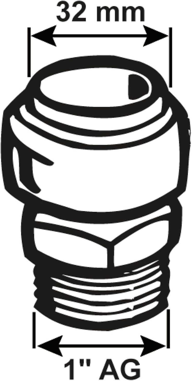 Złączka zaciskowa Cornat - gwint zewnętrzny Ø 32 mm x 1 cal - mosiądz - z jednym gwintem zewnętrznym - przyłącze rurowe PE-HD / T617532