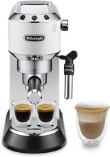 De'Longhi Dedica Style EC 685.B – Ekspres do espresso z kolbą, ekspres do kawy z profesjonalnym spieniaczem do mleka, szerokość tylko 15 cm, na kawę mieloną lub kapsułki ESE, zbiornik na wodę 1 l, kolor czarny