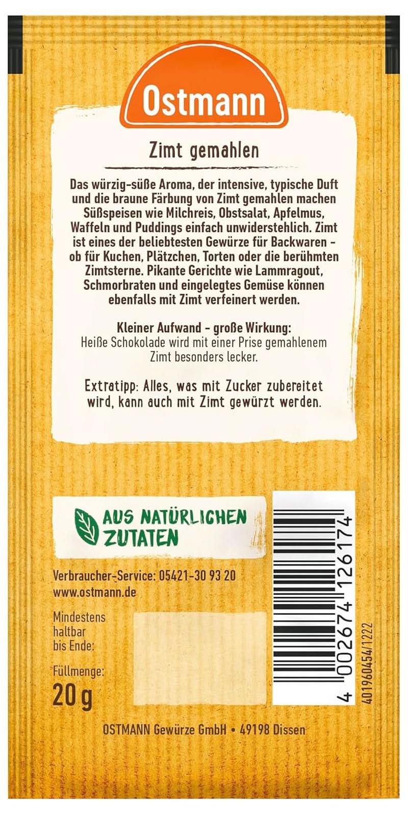 Ostmann - Cynamon mielony, 20 gramów Condimente Naty Shop