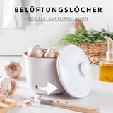 Römertopf Fresh Pot MINI 0,6 litra - Ceramiczny pojemnik na czosnek - Oddychająca glinka utrzymuje warzywa na dłużej świeże - Idealna cyrkulacja powietrza - Biały Pudełka do przechowywania żywności Naty Shop