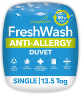 Pocieszyciel Snuggledown Freshwash dla alergików, ciepły zimowy, bawełniany, biały, łóżko pojedyncze Naty Shop Kołdry podwójne 13,5 tog