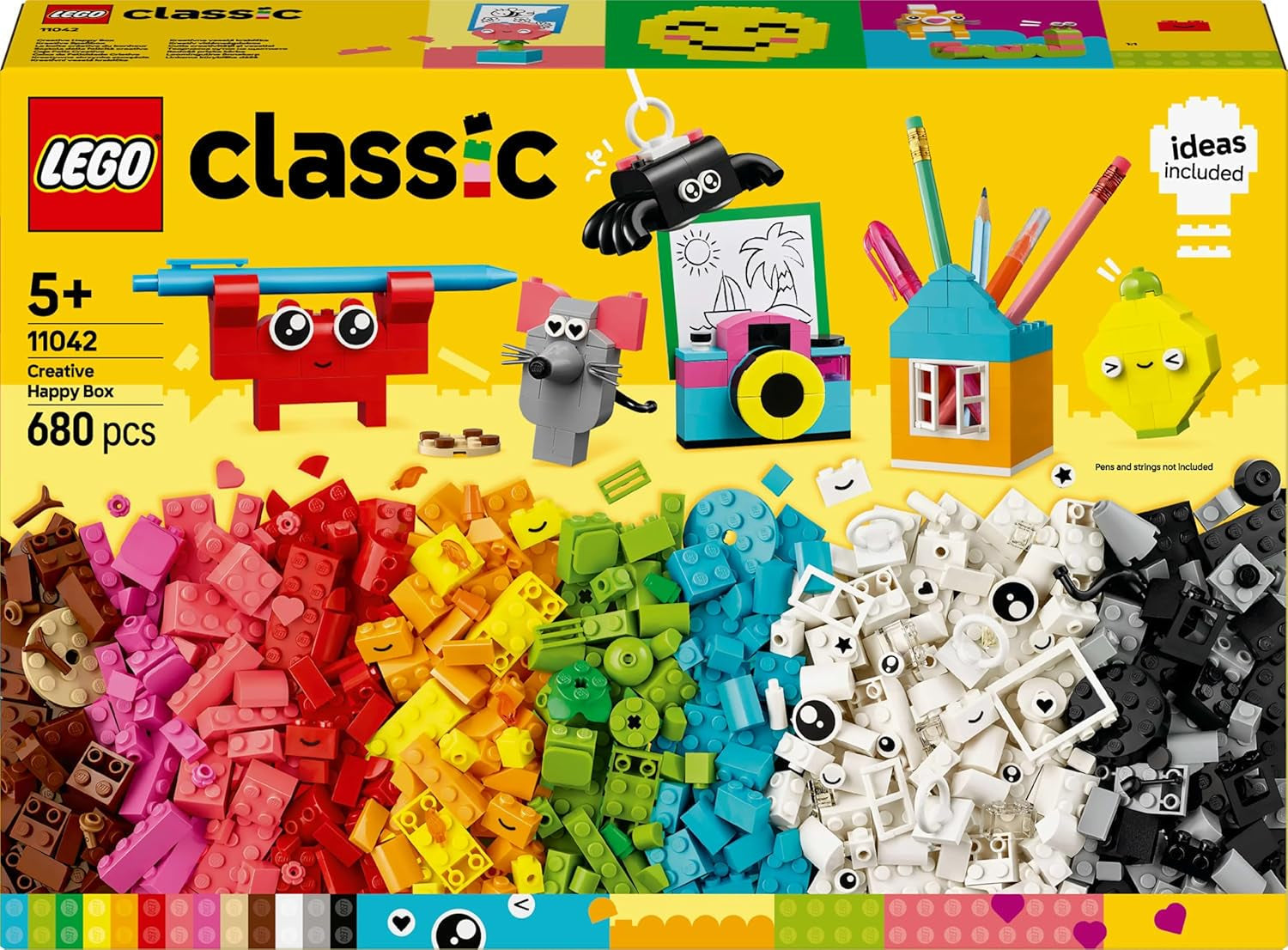 Kreatywne pudełko LEGO Classic, kolorowe klocki do pomysłowego odgrywania ról, zestaw do budowania dla początkujących, zabawki dla dziewcząt i chłopców od 5 lat, modele do ponownego budowania 11042 Zestawy do budowania Besuche den LEGO-Store