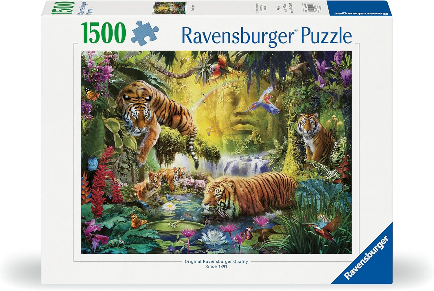 Ravensburger Puzzle 12000696 - Idylla nad okiem wody - 1500 elementów puzzle dla dorosłych i dzieci powyżej 14 lat, puzzle z motywem tygrysa Puzzle Naty Shop