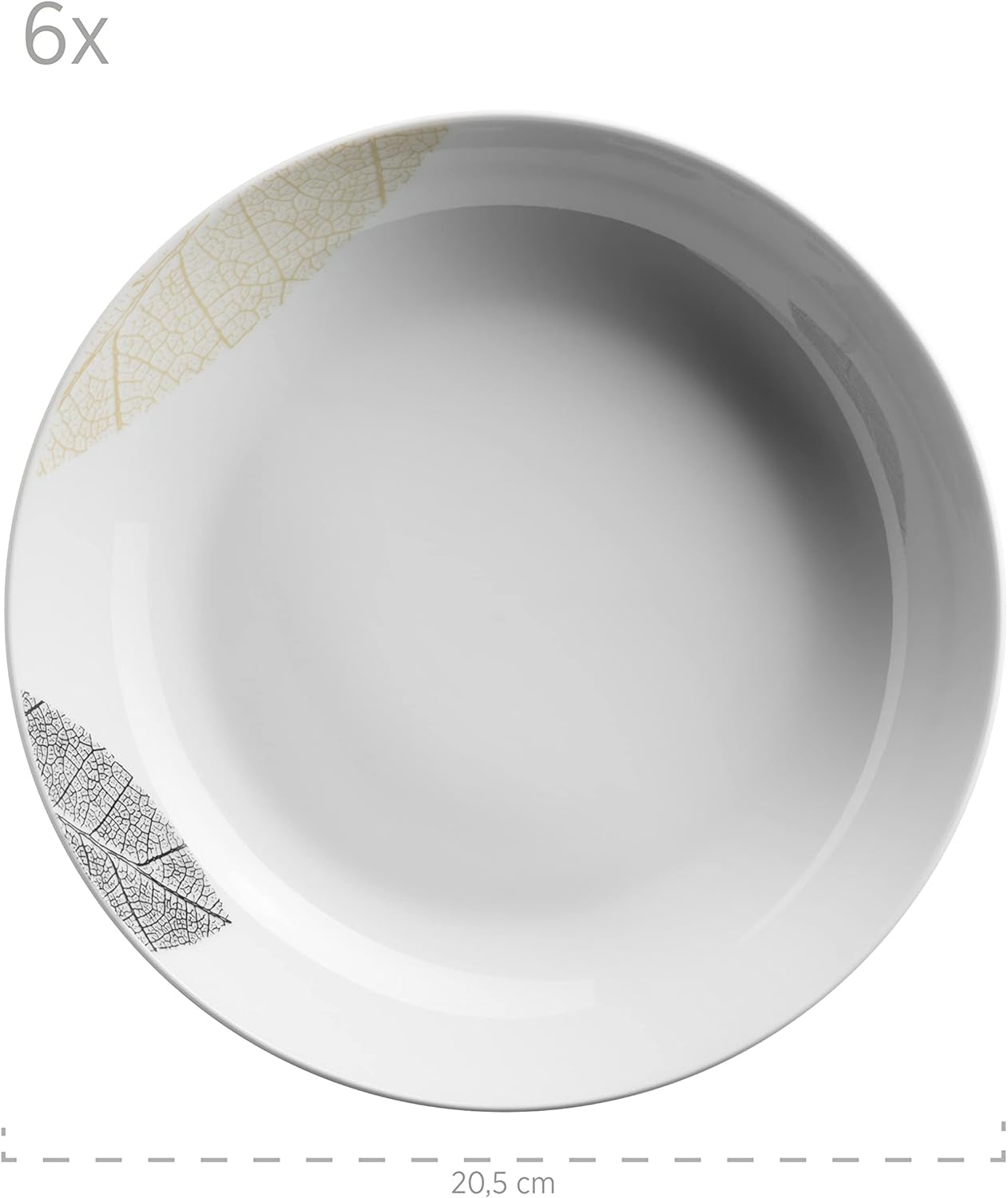 MĘSER 931215 Pięknie zdobiony zestaw zastawy stołowej dla 6 osób, łączony serwis 30 sztuk, o kształtach bezramowych, porcelana, biały