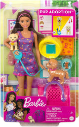 Adopcja Barbie Puppy - lalka i 2 szczenięta, z certyfikatami adopcyjnymi, efektem zmiany koloru, klatką i akcesoriami, dla dzieci w wieku od 3 lat, 86 HKD